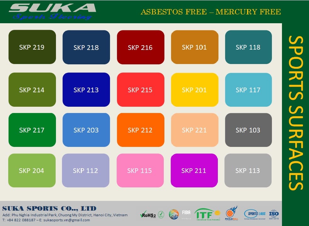 Bảng màu sơn sân Pickleball của SuKa Sports năm 2026