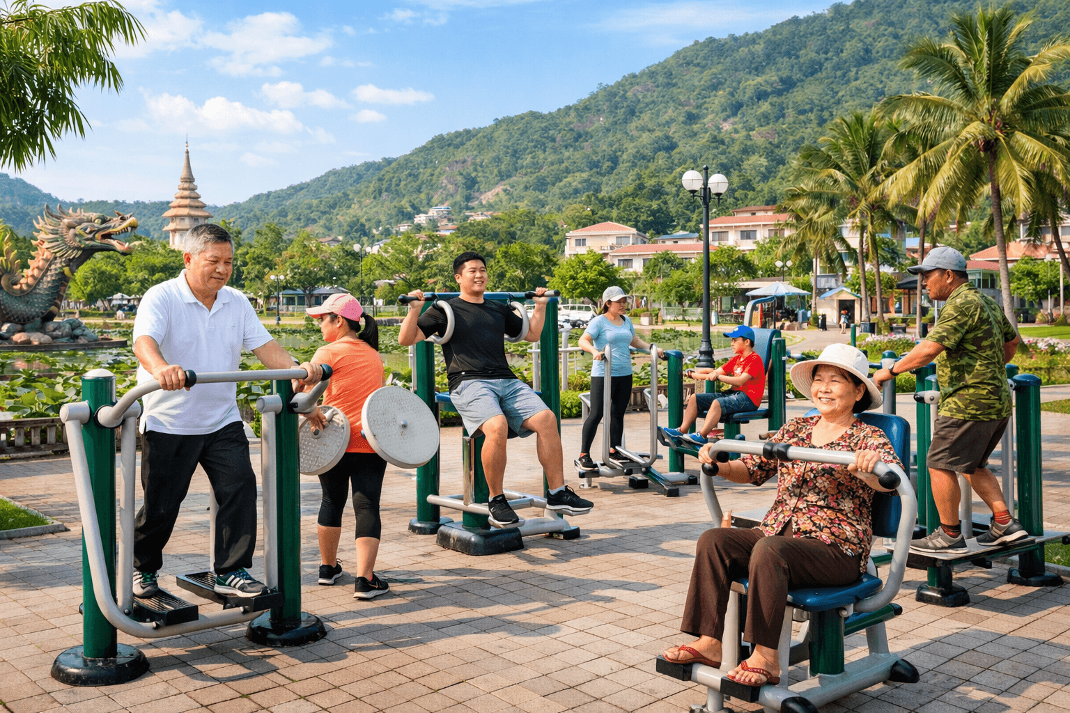 Dụng cụ tập thể dục ngoài trời tại An Giang