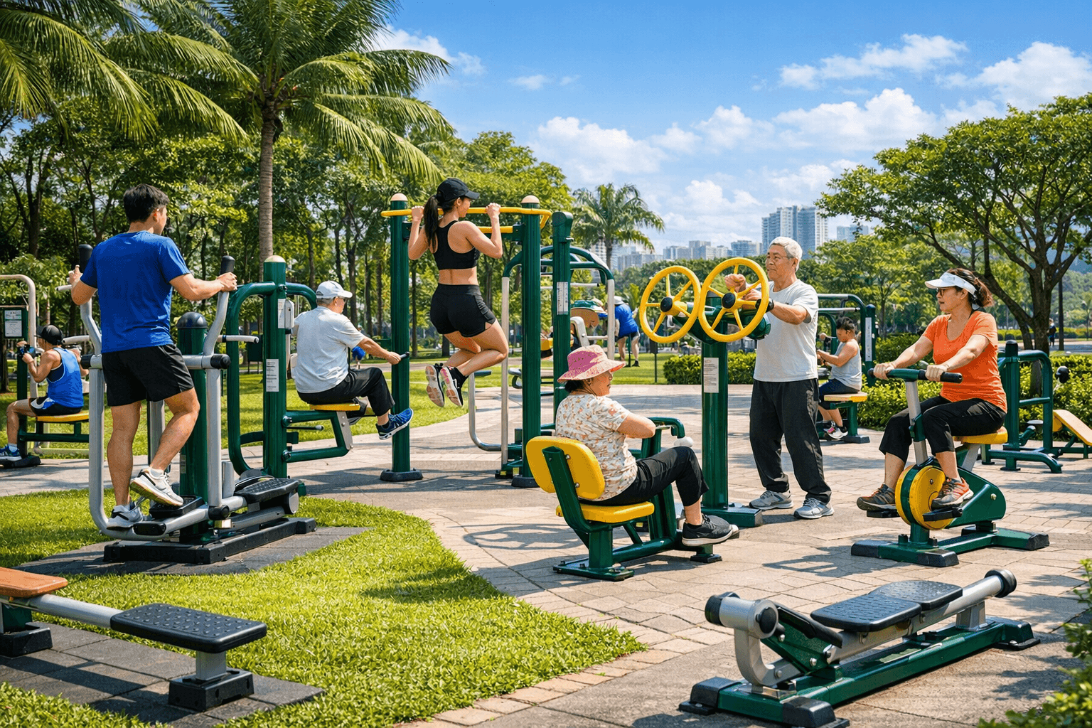 Các loại dụng cụ tập thể dục ngoài trời phổ biến