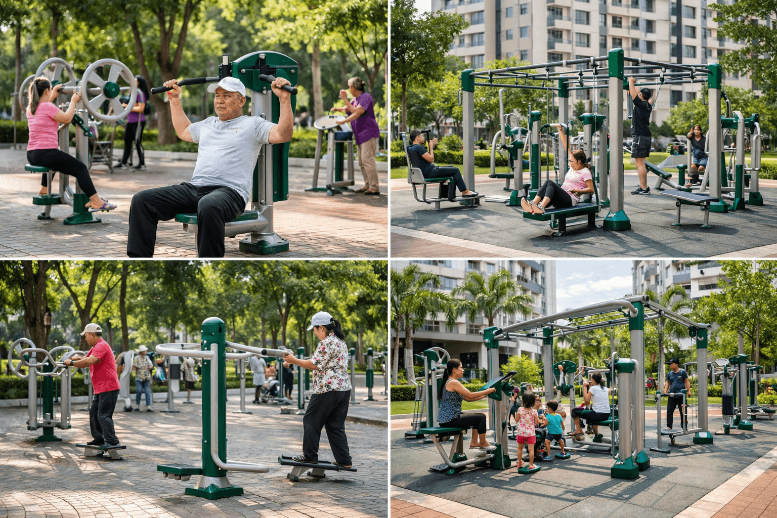 Dụng cụ tập thể dục ngoài trời đơn trạm và đa trạm